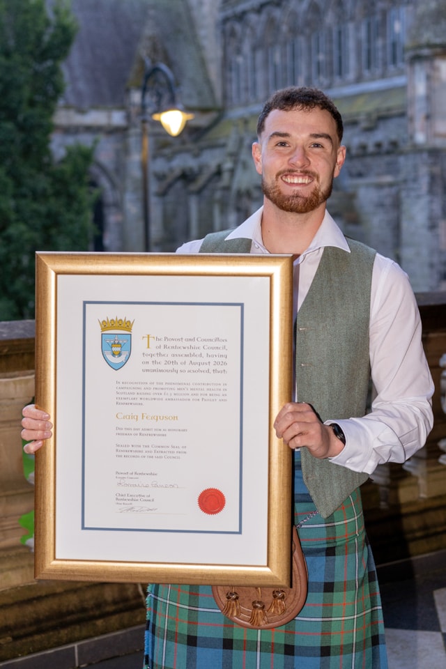 Mental health campaigner Craig Ferguson awarded Freedom of Renfrewshire