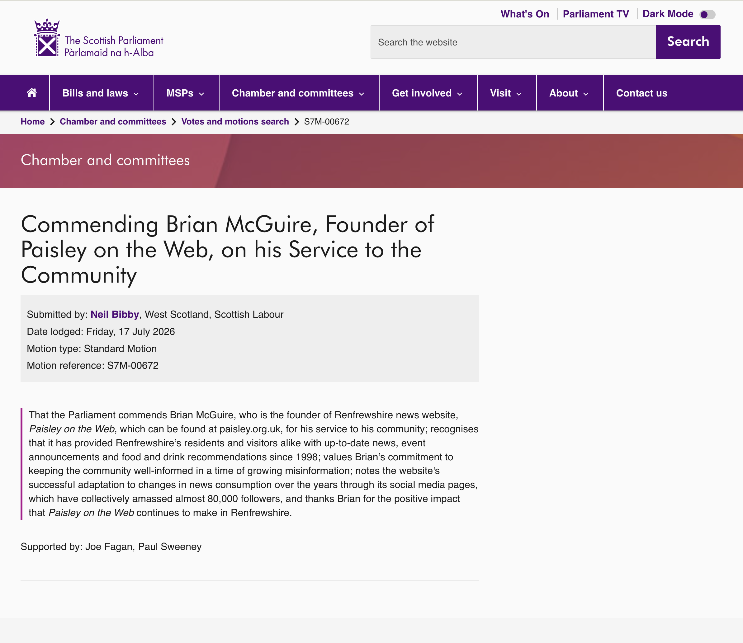A very proud day — and a big thank you to Neil Bibby MSP