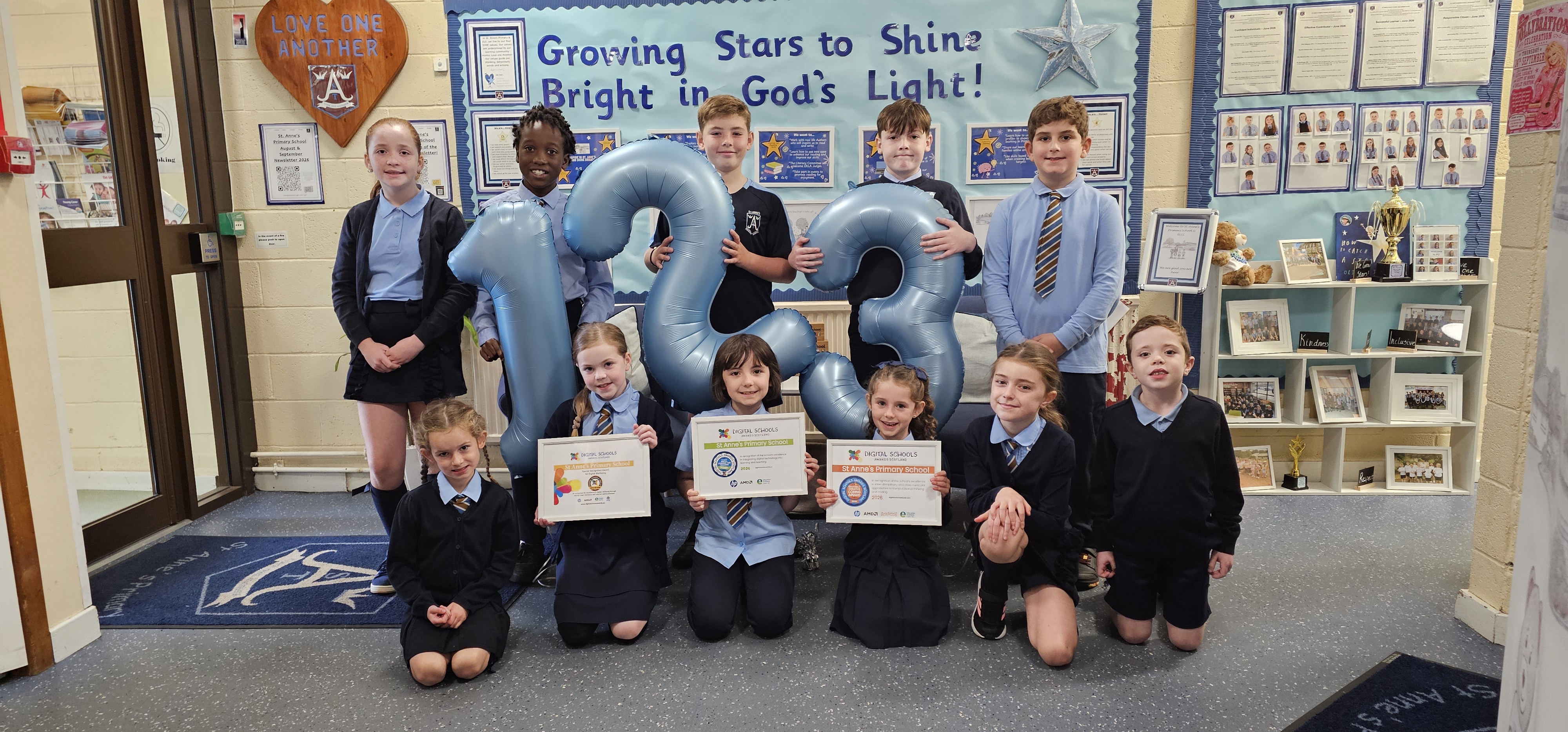 Erskine primary school celebrate triple digital learning awards