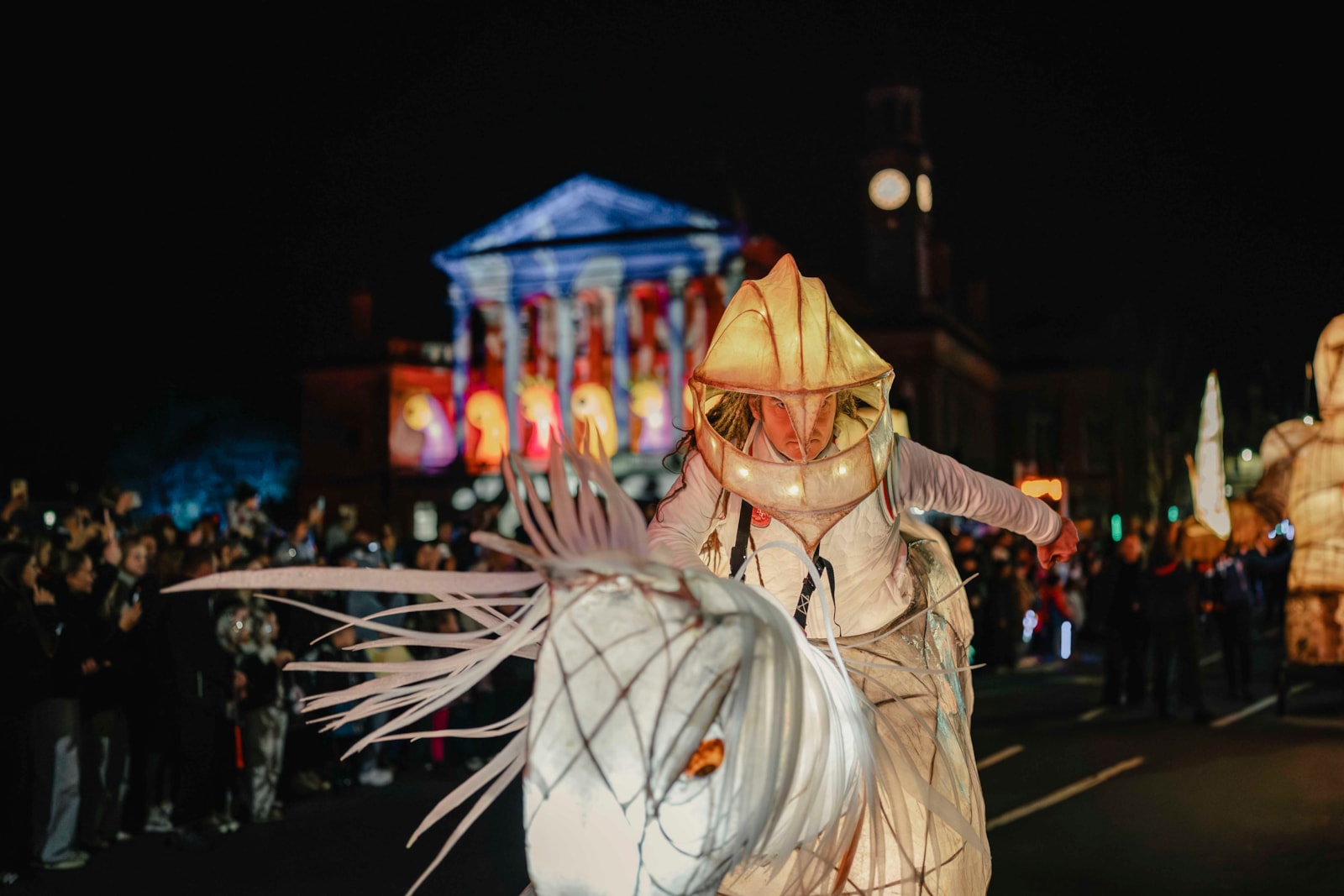 Illuminated creatures in the Paisley Halloween parade